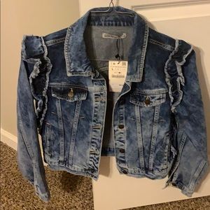 Ruffled jean jacket by Zara NWT